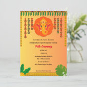 Poite Upanayanam Heilige Draad Janeu Hindu Ceremon Kaart (Staand voorkant)