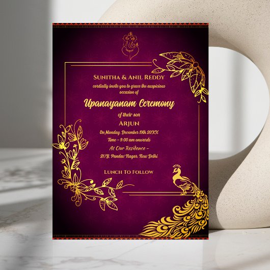 Poite Upanayanam Heilige Draad Janeu Hindu Ceremon Kaart