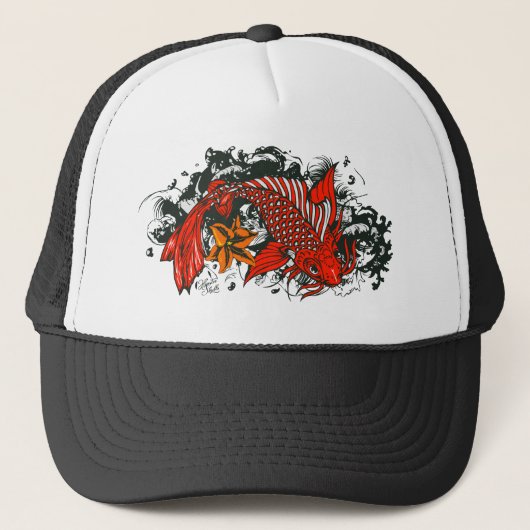 Pok koi tattoo old school fish trucker pet (Voorkant)