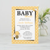 poka Dot Bumble Bee Baby Shower Invitations Kaart (Staand voorkant)