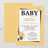 poka Dot Bumble Bee Baby Shower Invitations Kaart (Voorkant / Achterkant)