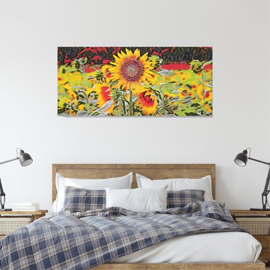 Poka-dot Sunflower Canvas Afdruk (Insitu (Slaapkamer))