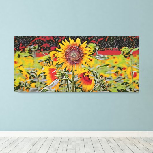 Poka-dot Sunflower Canvas Afdruk (Insitu (Houten vloer))