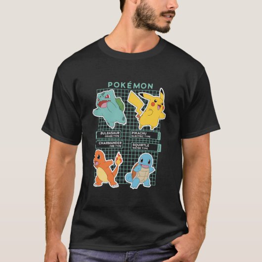 Pokã©Mon Shot Kanto Regio Sters Pokedex Grid T-shirt (Voorkant)