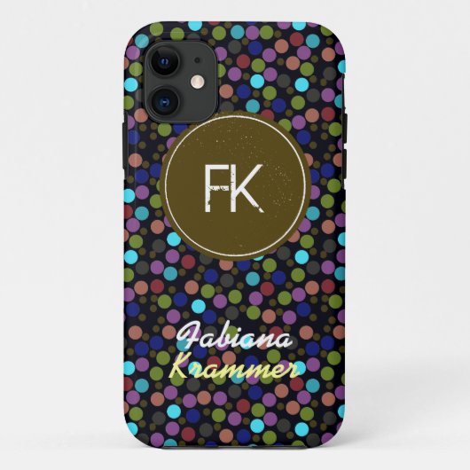 pokadots aangepaste naam en initiaal Case-Mate iPhone case (Achterkant)