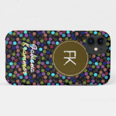 pokadots aangepaste naam en initiaal Case-Mate iPhone case (Achterkant (horizontaal))