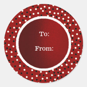 Poke A Dot Red Blk&White Sticker-naar / van Ronde Sticker