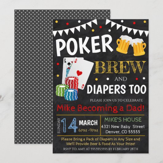 Poke & Beer Baby shower Uitnodiging (Voorkant / Achterkant)