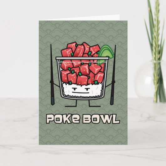 Poke bowl Hawaii ruw vissla, aku Bedankkaart (Voorkant)