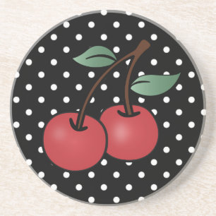 POKE DOT ROCKABILLY CHERRIES SANDSTONE ONDERZETTER