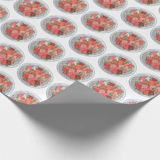 Poké Hawaiian Food Raw Fish Ahi Tuna Poke Bowl Cadeaupapier (Hoek)