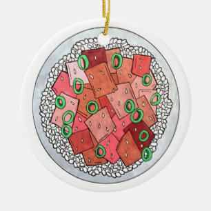 Poké Hawaiian Food Raw Fish Ahi Tuna Poke Bowl Keramisch Ornament