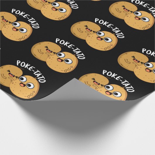 Poke-tato Funny Potato Pun Dark BG Cadeaupapier (Hoek)