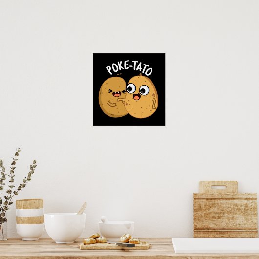 Poke-tato Funny Potato Pun Dark BG Poster (Keuken)