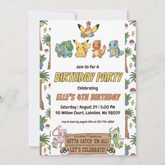 Pokémon Birthday Invitations Kaart (Voorkant)