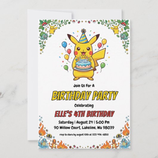Pokémon Birthday Invitations Kaart (Voorkant)