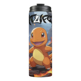 Pokémon Charmander geschilderd in een vulkaan Thermosbeker