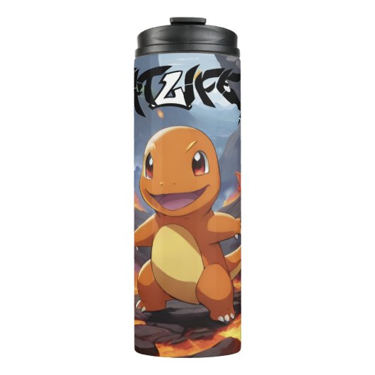 Pokémon Charmander geschilderd in een vulkaan Thermosbeker (Voorkant)