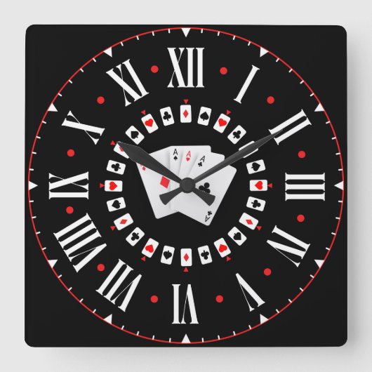 Poker Ace Of Spades With Roman Numerals Vierkante Klok (Voorkant)