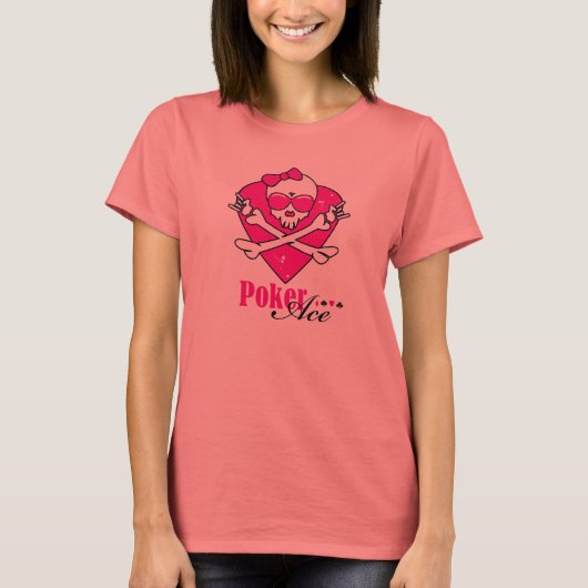 Poker Ace Skull Lady T-shirt (Voorkant)