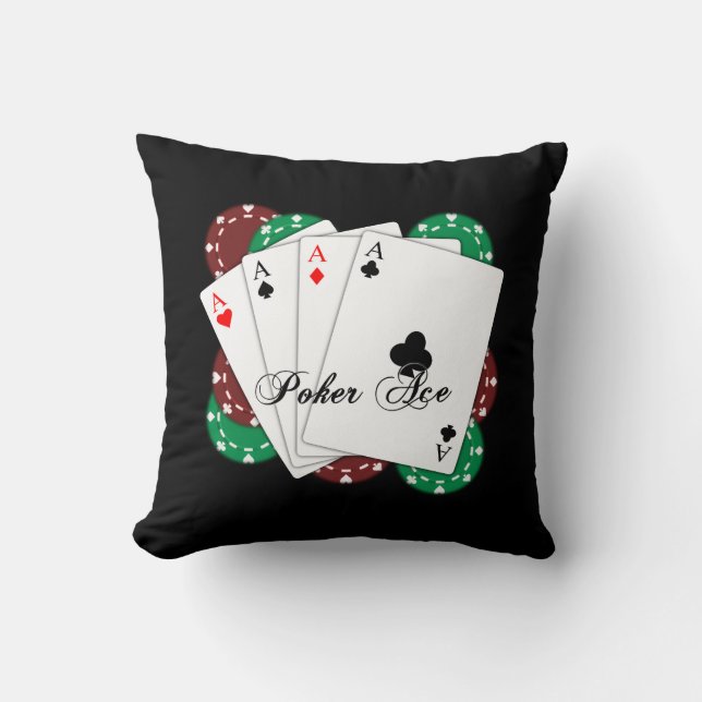 Poker Ace-speelkaarten Sierkussen (Voorkant)