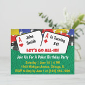 Poker Aces Birthday Party Invitation Kaart (Staand voorkant)