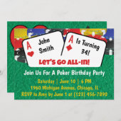 Poker Aces Birthday Party Invitation Kaart (Voorkant / Achterkant)