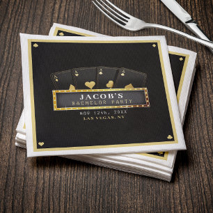 Poker Aces Black & Gold vrijgezellenfeest Servet