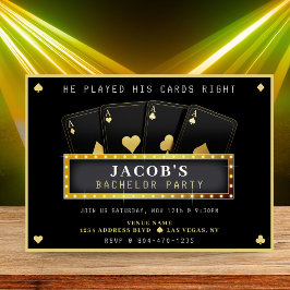 Poker Aces Goud & Zwart vrijgezellenfeest Kaart