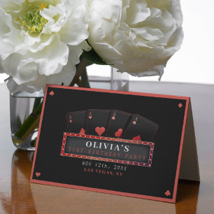 Poker Aces Rood & Zwart 21ste Verjaardagsfeest Bedankkaart