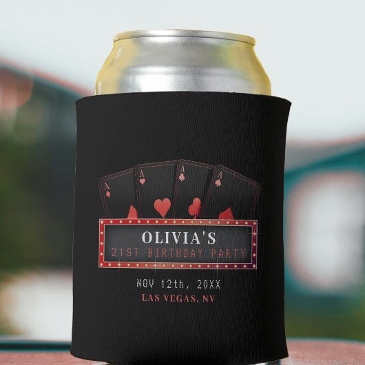 Poker Aces Rood & Zwart 21ste Verjaardagsfeest Blikjeskoeler