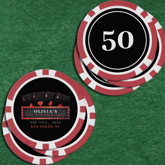Poker Aces Rood & Zwart 21ste Verjaardagsfeest Poker Chips