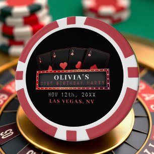 Poker Aces Rood & Zwart 21ste Verjaardagsfeest Poker Chips