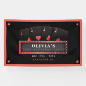 Poker Aces Rood & Zwart 21ste Verjaardagsfeest Spandoek (Horizontaal)