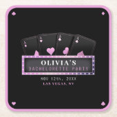 Poker Aces Roze & Zwart Bachelorette Party Kartonnen Onderzetters (Voorkant)