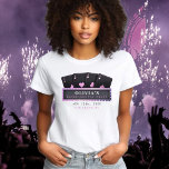 Poker Aces Roze & Zwart Bachelorette Party T-shirt<br><div class="desc">Zwarte en roze poker thema vrijgezellenfeest shirt met vier azen en marquee teken. Personaliseer het met uw evenementengegevens.</div>