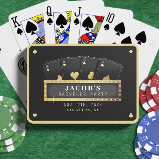 Poker Aces Zwart & Goud Verlovingsfeest Pokerkaarten