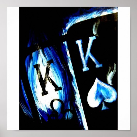 POKER ART BLUE FLAME POCKET KINGS COWBOYS POSTER (Voorkant)