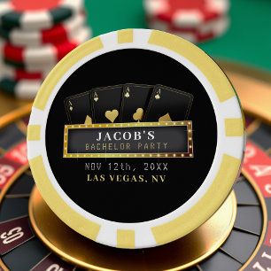 Poker Azen Goud & Zwart Verlovingsfeestje Chips