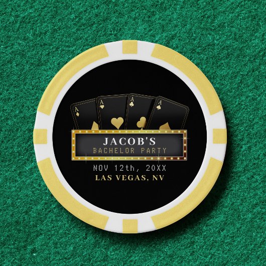 Poker Azen Goud & Zwarte Bachelorfeest Chips