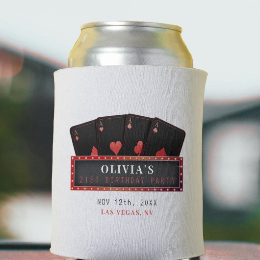Poker Azen Rood & Zwart 21e Verjaardagsfeest Wit Blikjeskoeler