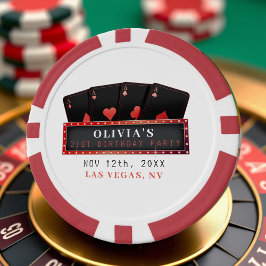 Poker Azen Rood & Zwart 21e Verjaardagsfeest Wit Chips