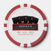 Poker Azen Rood & Zwart 21e Verjaardagsfeest Wit Chips (Voorkant)