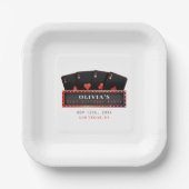 Poker Azen Rood & Zwart 21e Verjaardagsfeest Wit Papieren Bordje (Voorkant)