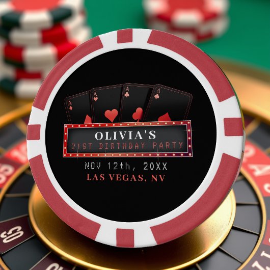 Poker Azen Rood & Zwart 21e Verjaardagsfeestje Chips