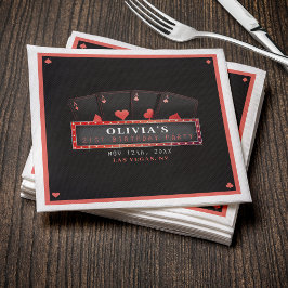 Poker Azen Rood & Zwart 21e Verjaardagsfeestje Servet