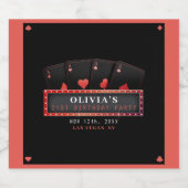 Poker Azen Rood & Zwart 21e Verjaardagsfeestje Sparkling Wijnetiket (Enkel label)