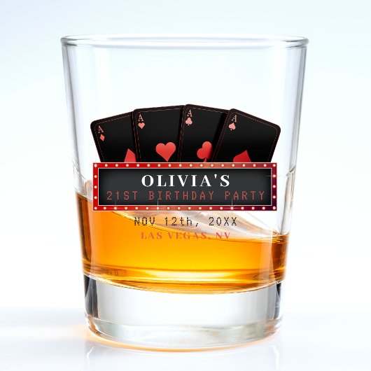 Poker Azen Rood & Zwart 21ste Verjaardagsfeestje Shot Glas