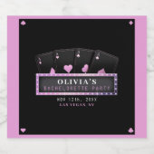 Poker Azen Roze & Zwarte Bachelorette Feest Sparkling Wijnetiket (Enkel label)