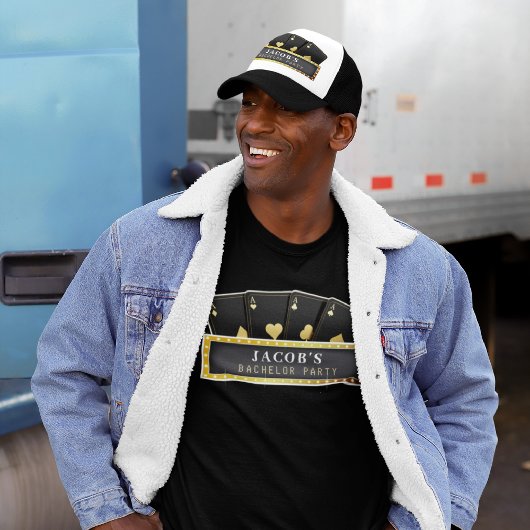 Poker Azen Zwart & Goud Verlovingsfeest Trucker Pet